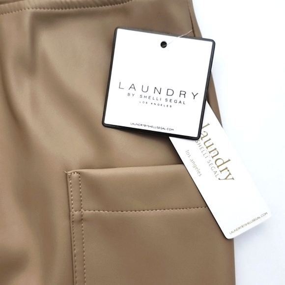 Laundry by Shelli Segal Caramel Tan Midi Slip On Skirt Stretch Side Pockets Sz L - Picture 7 of 10